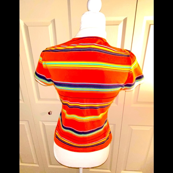 VINTAGE D&G POLO  
DOLCE GABBANA 
SIZE 40 ITALY STRIPED MULTI - Picture 5 of 11